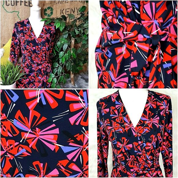 Anne Klein Dress Comfort Stretch Faux Wrap Red - Picture 5 of 8